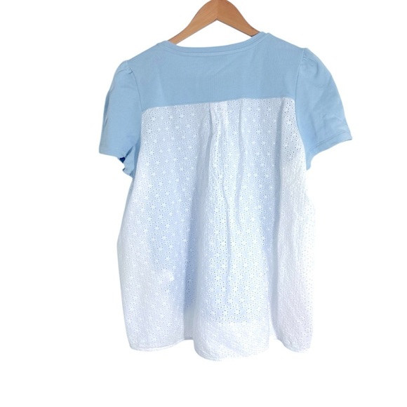 ME + EM Cotton Embroidered Eyelet Back Puff Sleeve Tee/Top - Picture 4 of 9